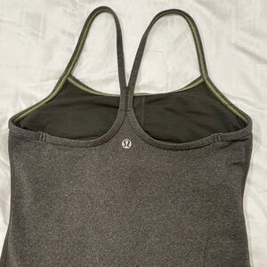 lululemon athletica Heather Gray Racerback Tank with Olive Trim